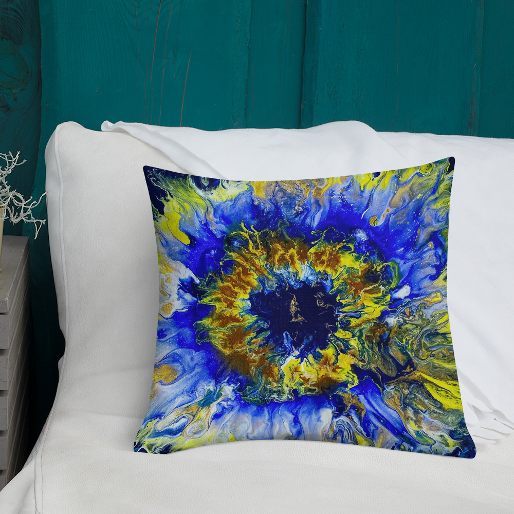 "Blue Bloomin" Premium Pillow - Image 9