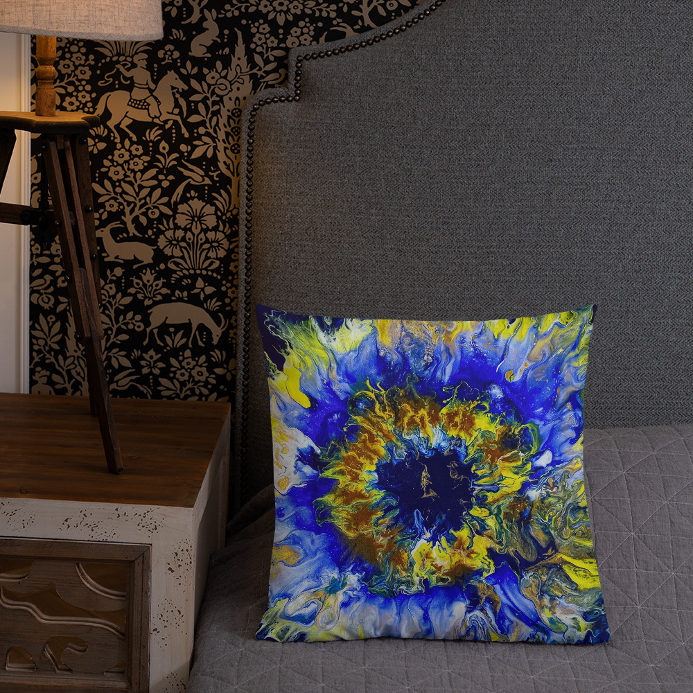 "Blue Bloomin" Premium Pillow - Image 2