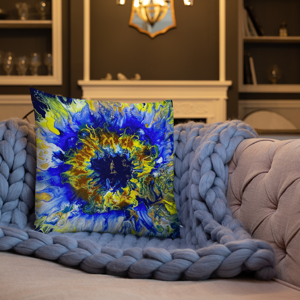 "Blue Bloomin" Premium Pillow - Image 3