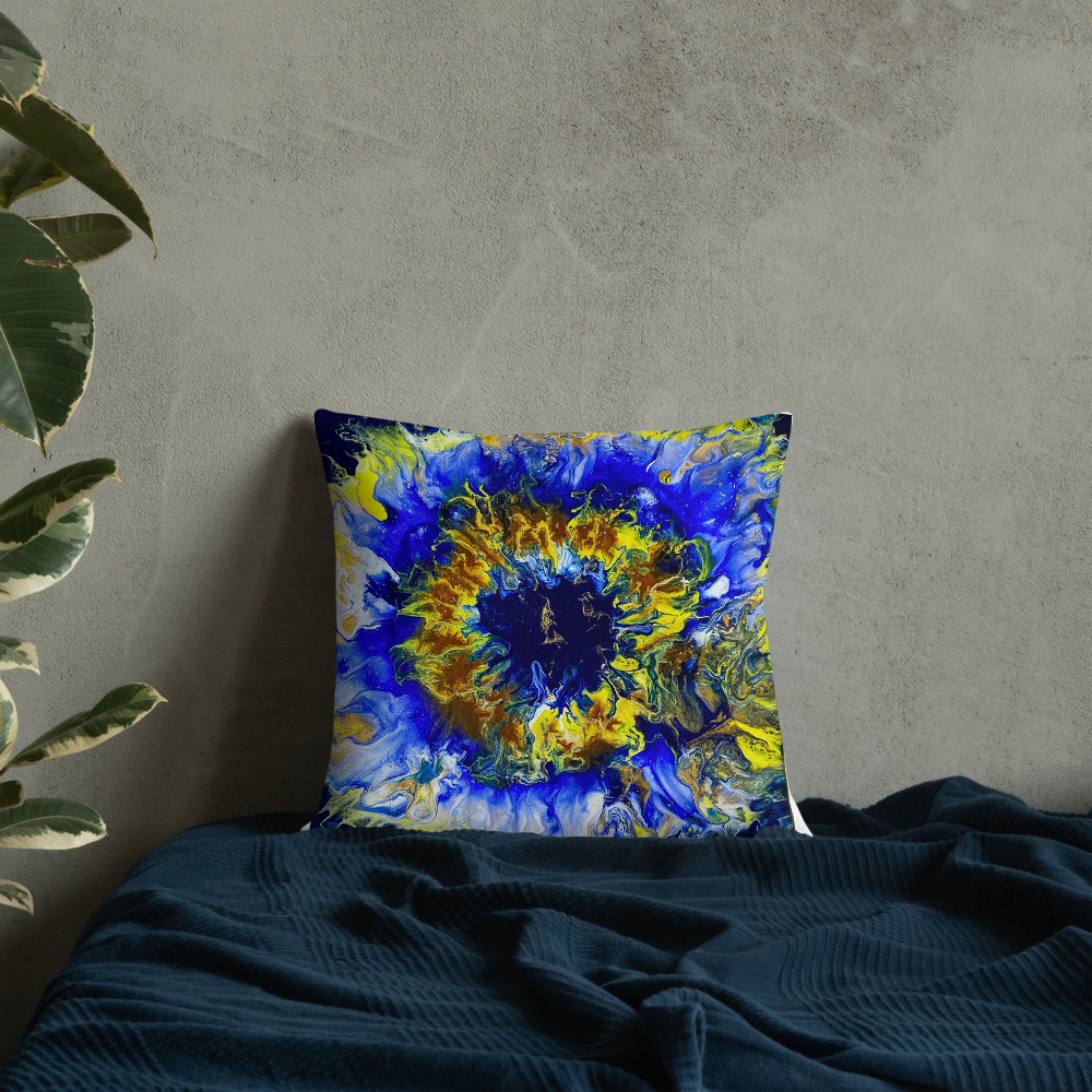 "Blue Bloomin" Premium Pillow - Image 5