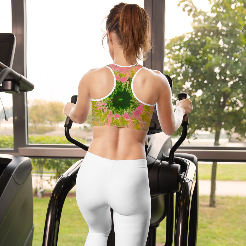 Pink Goes Well with Green Padded Sports Bra - Image 2