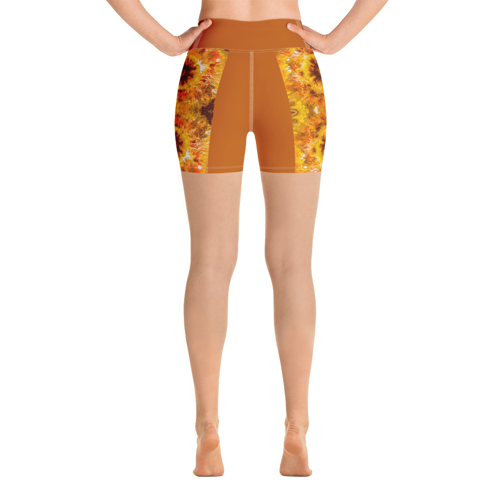 Sunflower Burst Yoga Shorts - Image 4