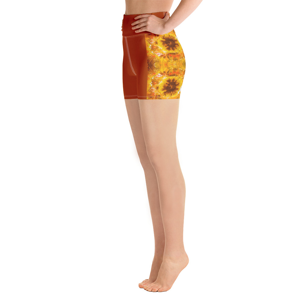 Sunflower Burst Yoga Shorts - Image 2