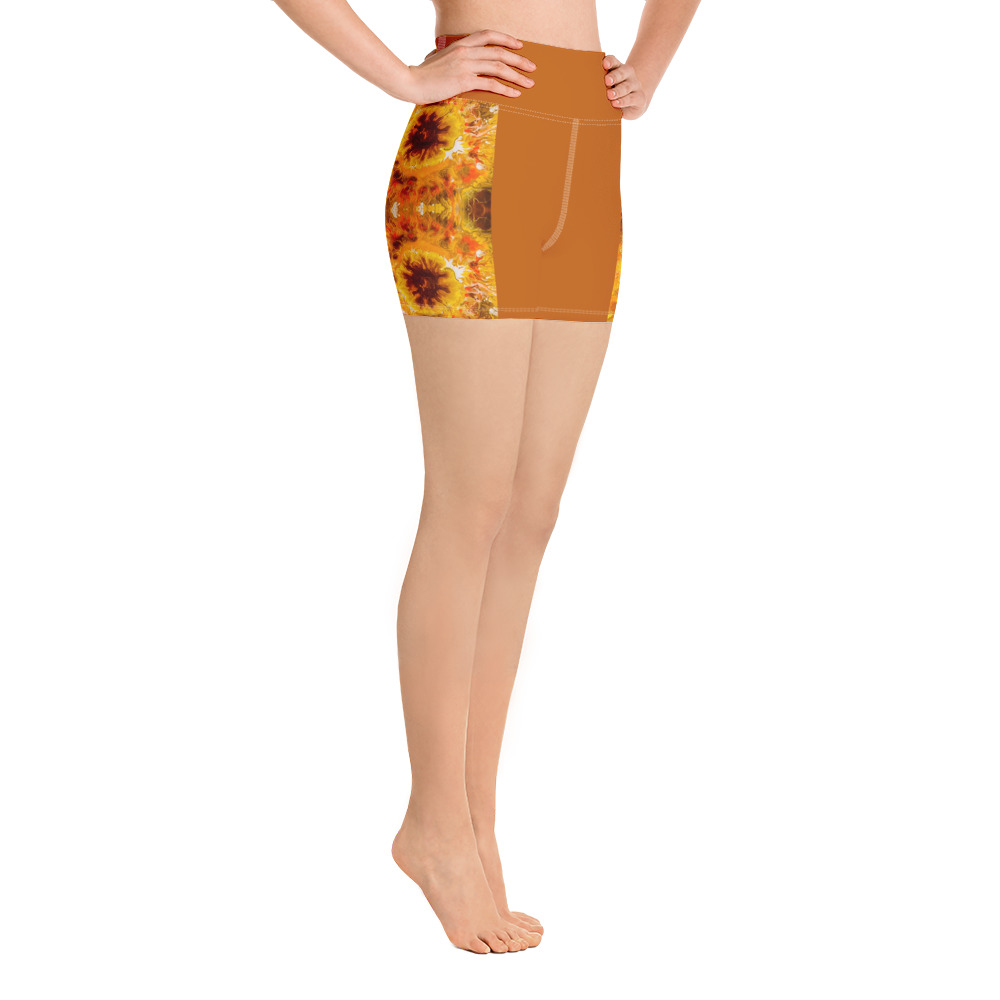 Sunflower Burst Yoga Shorts - Image 3