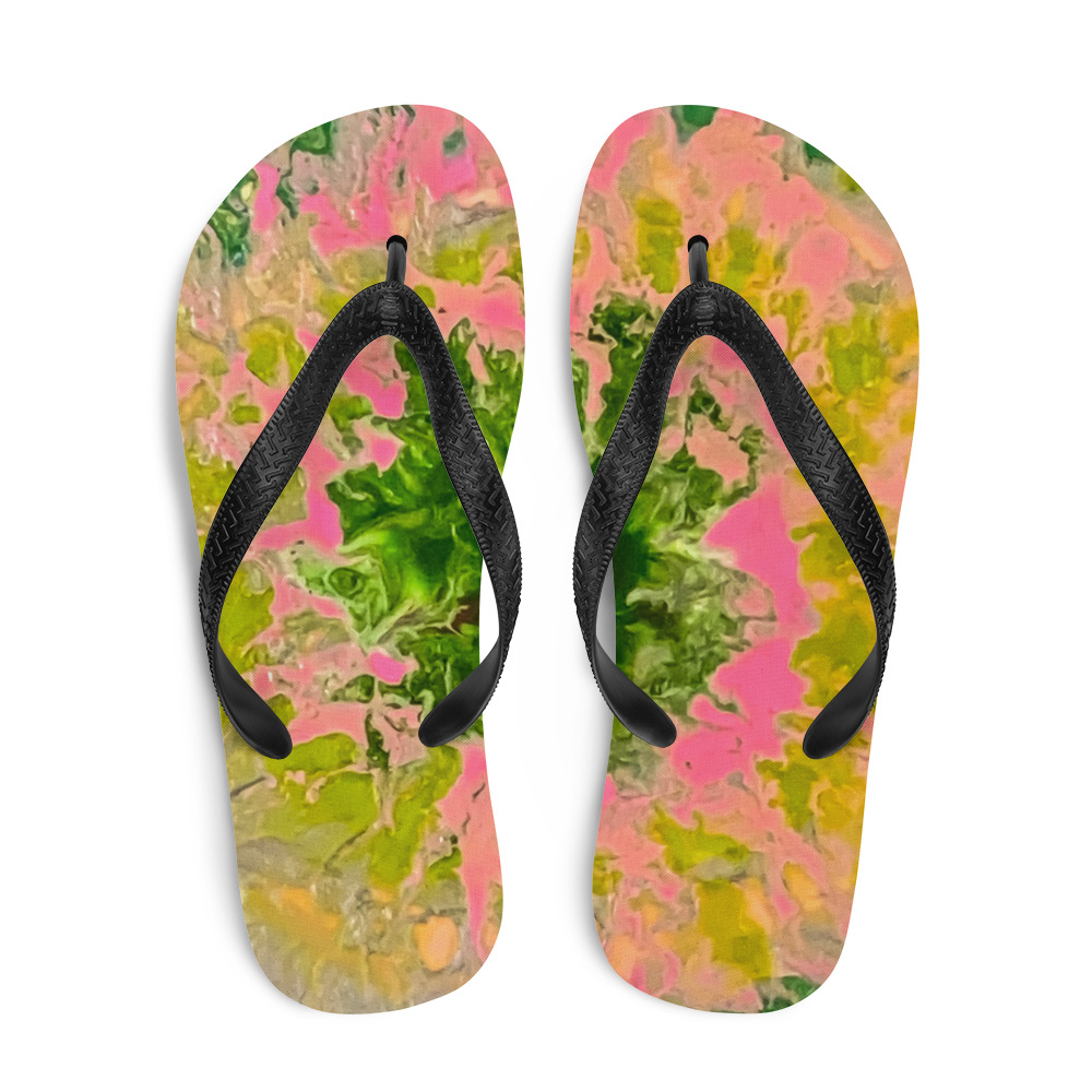 Pink goes well with Green Flip-Flops