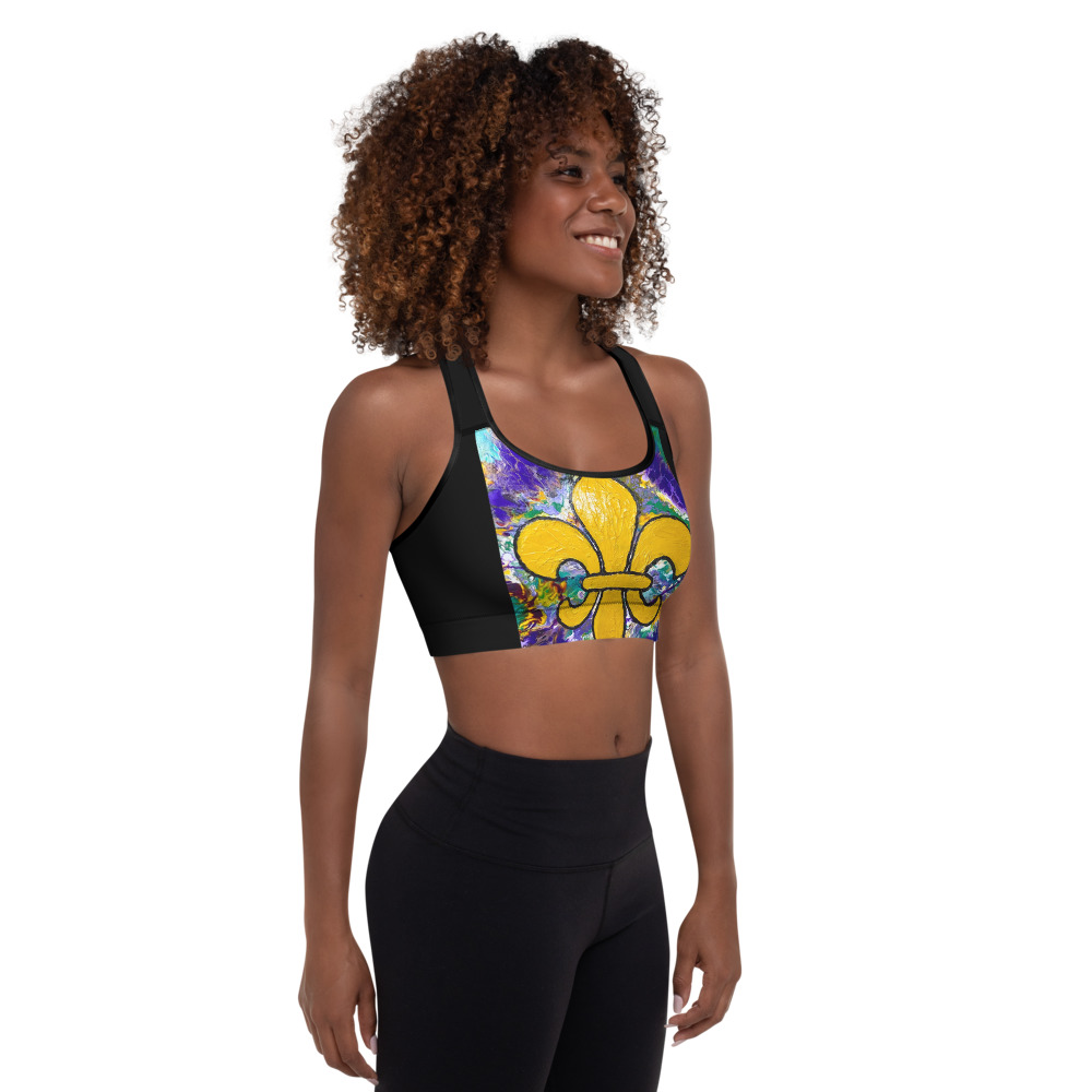 "It's Mardi Gras Time!" Padded Sports Bra - Image 4