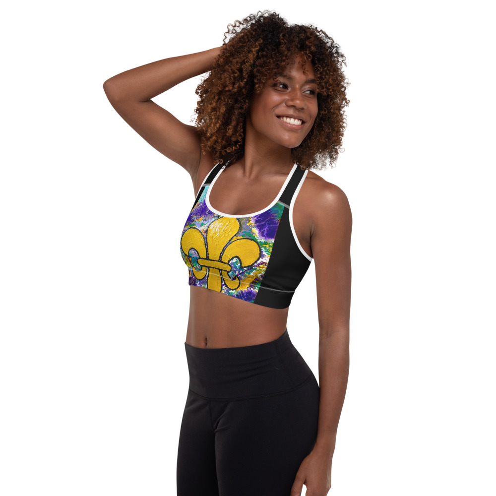 "It's Mardi Gras Time!" Padded Sports Bra - Image 6