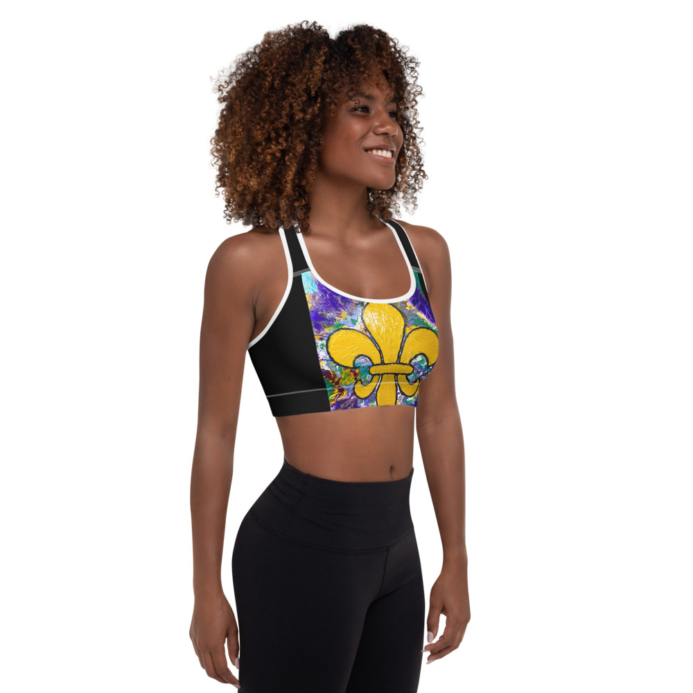 "It's Mardi Gras Time!" Padded Sports Bra - Image 7