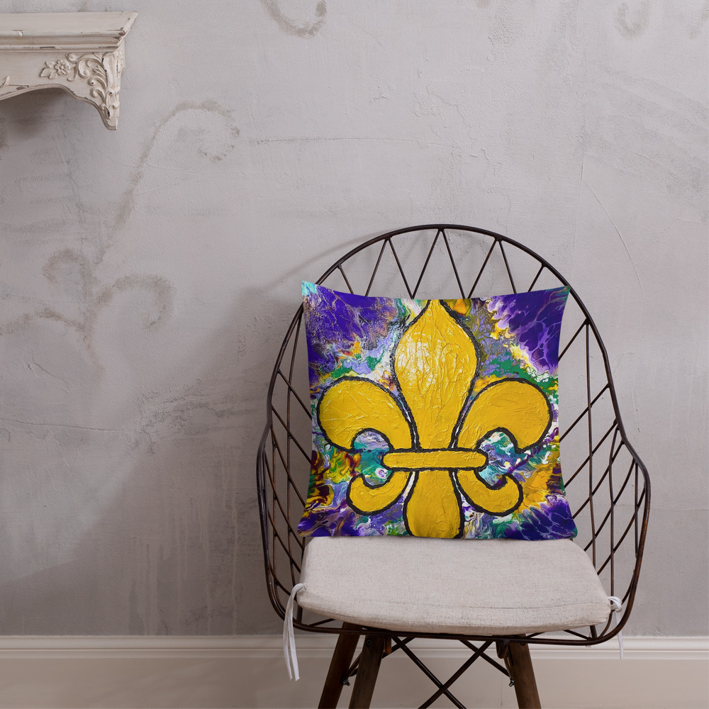 "It's Mardi Gras Time" Premium Pillow - Image 2