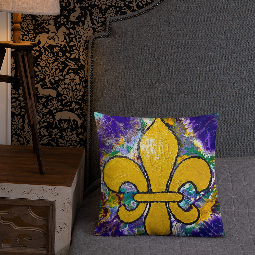 "It's Mardi Gras Time" Premium Pillow - Image 3