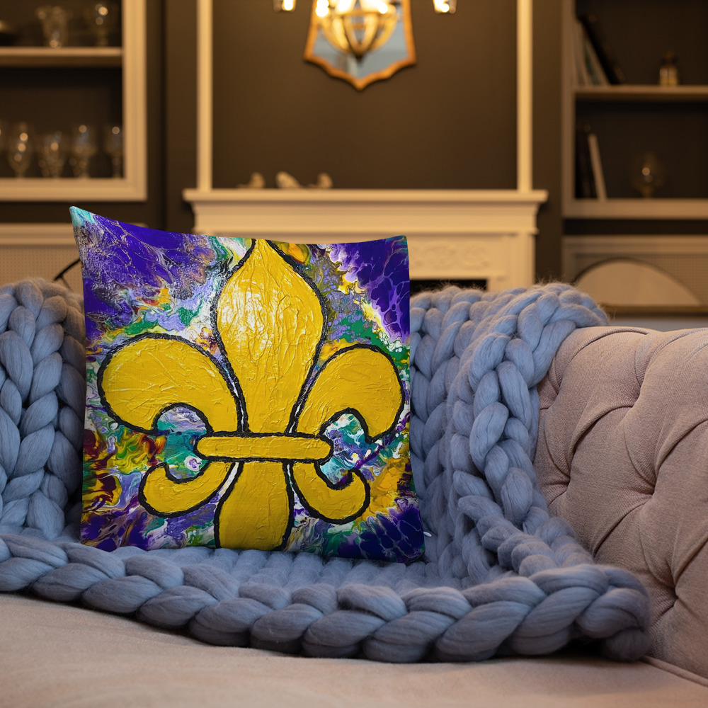 "It's Mardi Gras Time" Premium Pillow - Image 4
