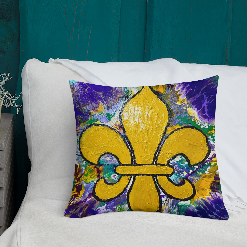 "It's Mardi Gras Time" Premium Pillow - Image 5