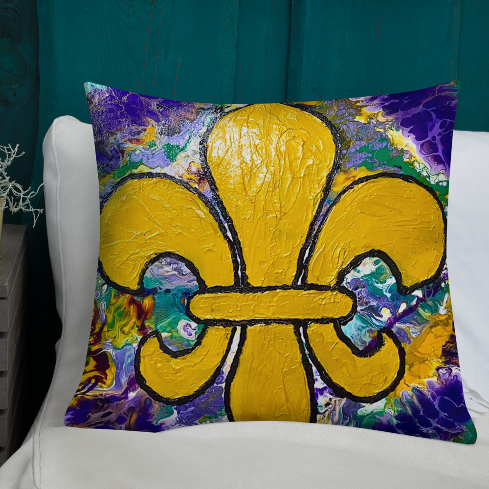 "It's Mardi Gras Time" Premium Pillow
