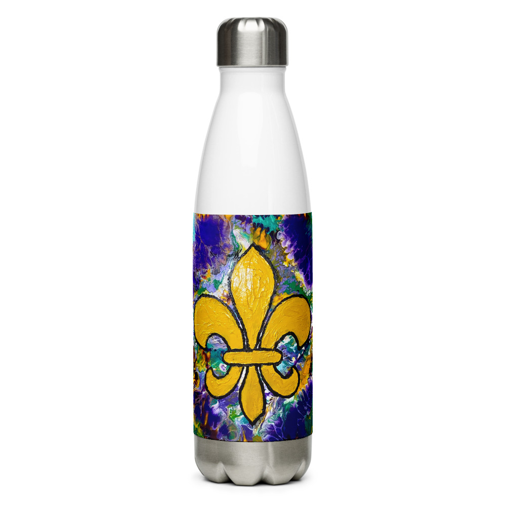 "It' Mardi Gras Time" Stainless Steel Water Bottle - Image 4