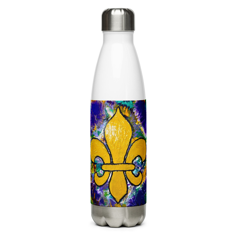 "It' Mardi Gras Time" Stainless Steel Water Bottle