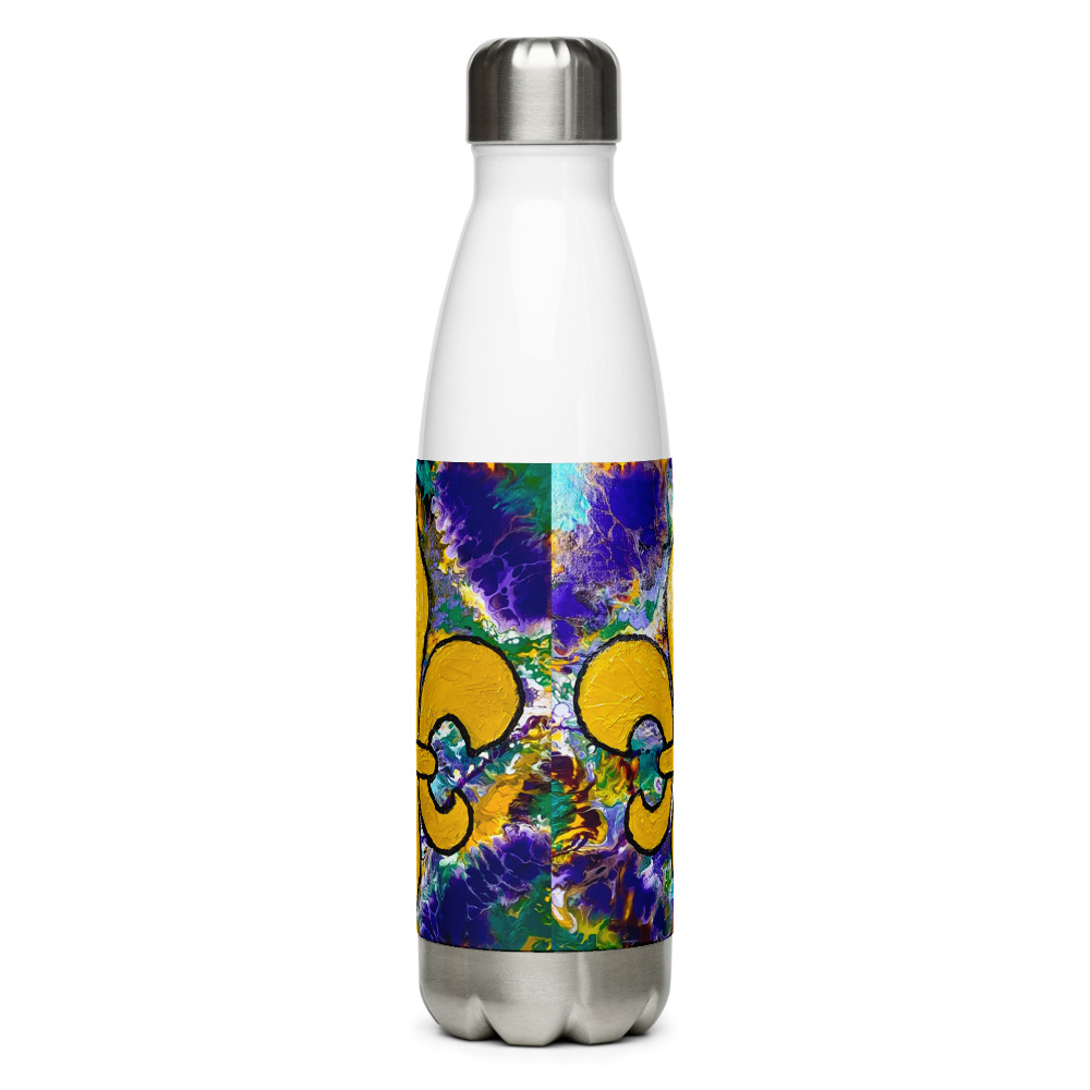 "It' Mardi Gras Time" Stainless Steel Water Bottle - Image 3